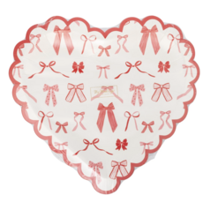Bow Pattern Scalloped Heart Plates
