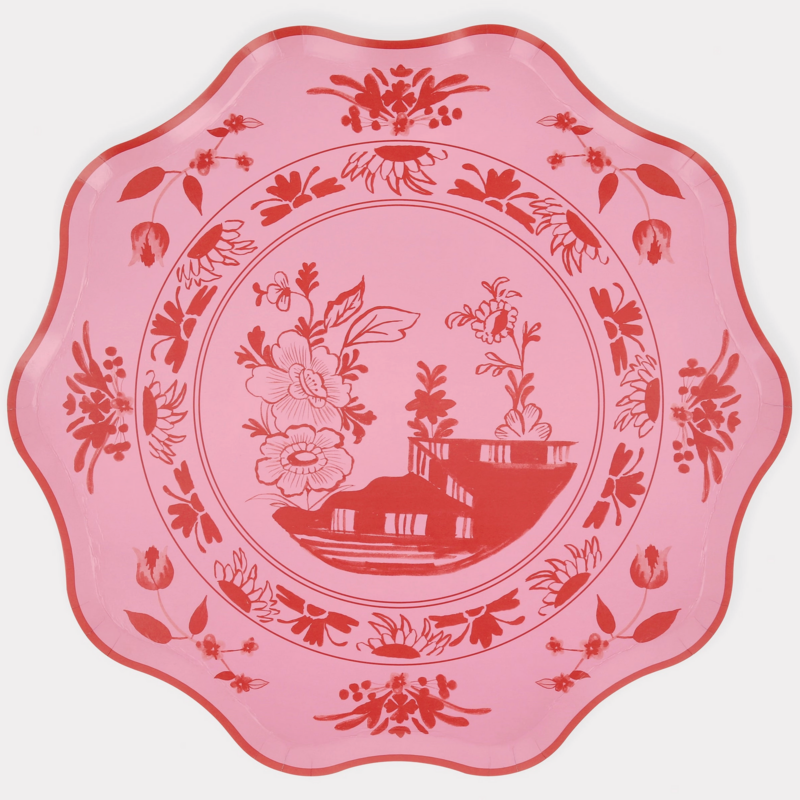 Pink Vintage Botanical Dinner Plates