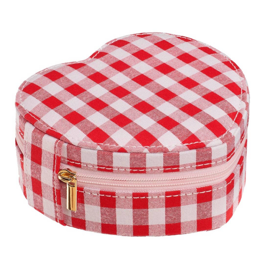 Gingham Love Heart Jewelry Box