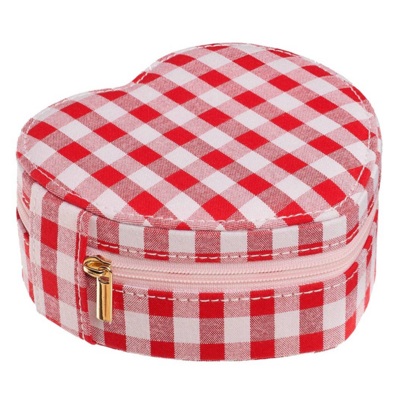 Gingham Love Heart Jewelry Box