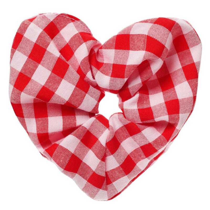Gingham Love Heart Scrunchie