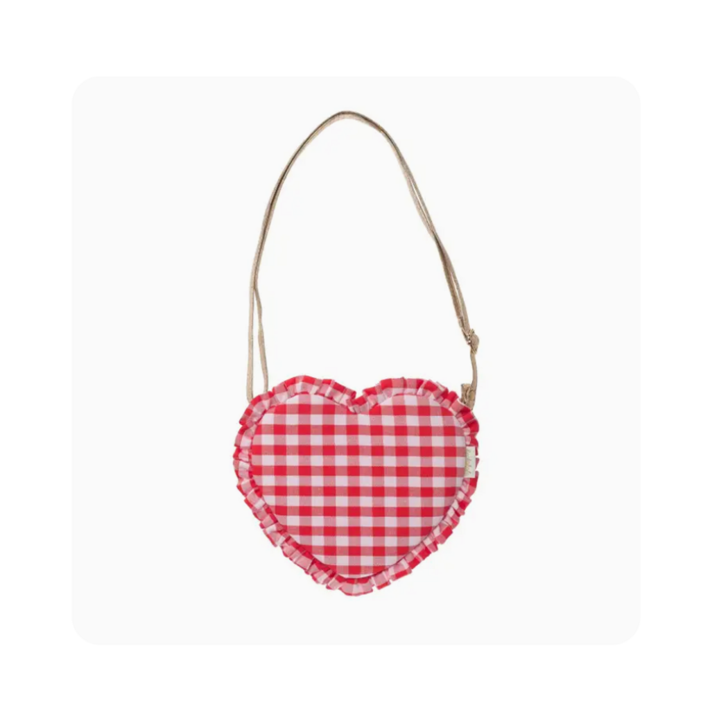Gingham Ruffle Love Heart Bag