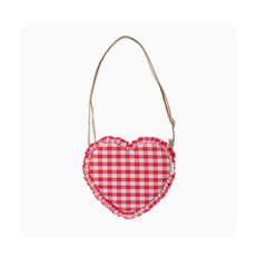 Gingham Ruffle Love Heart Bag