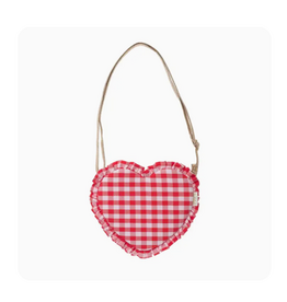 Gingham Ruffle Love Heart Bag