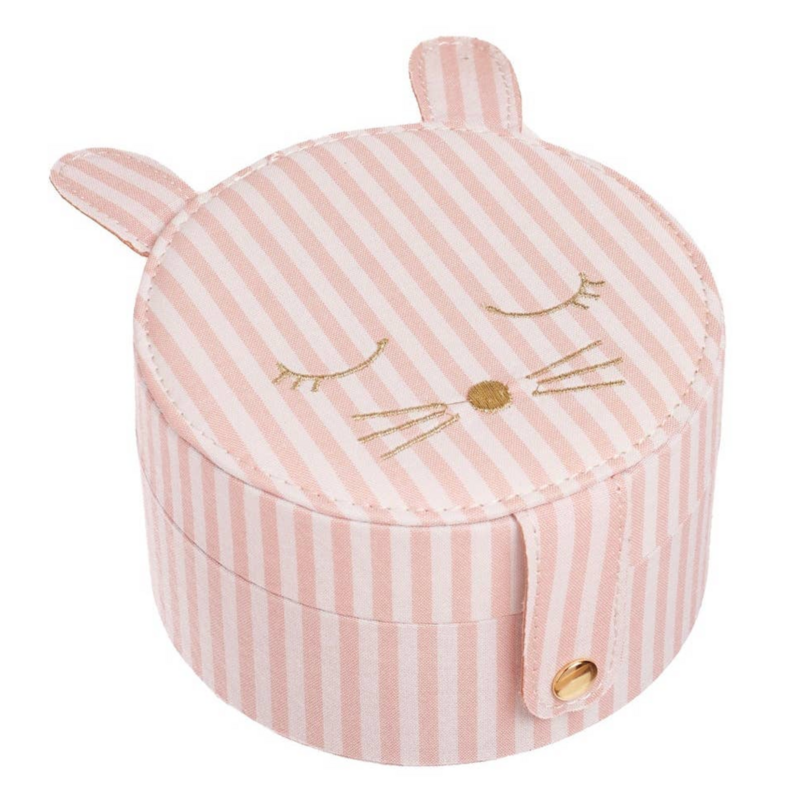 Stripy Bunny Round Jewelry Box