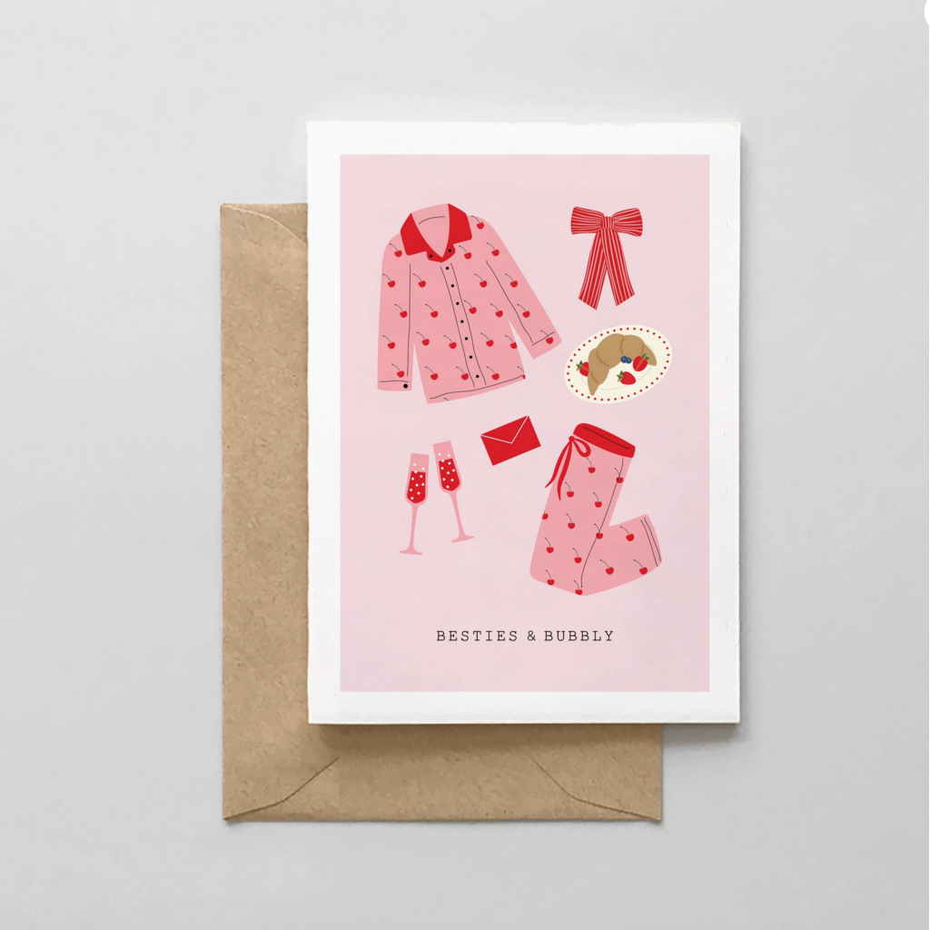 Besties & Bubbly - Galentine's Day Card