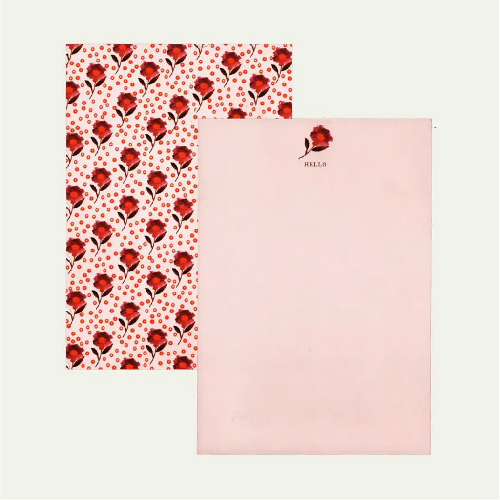Floral Stationery Set- Pink and Red
