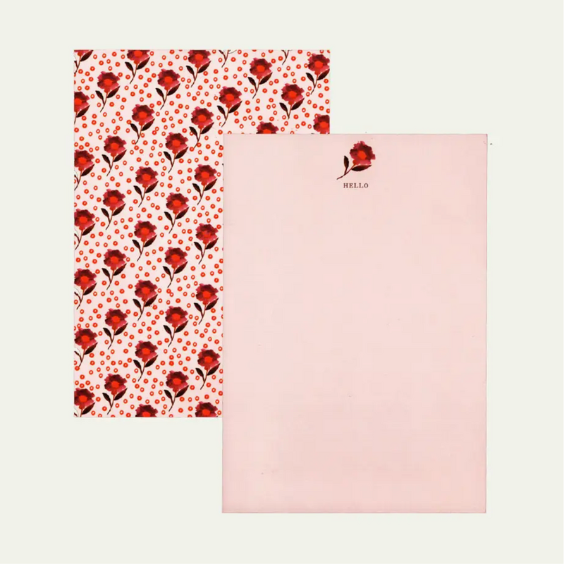 Floral Stationery Set- Pink and Red