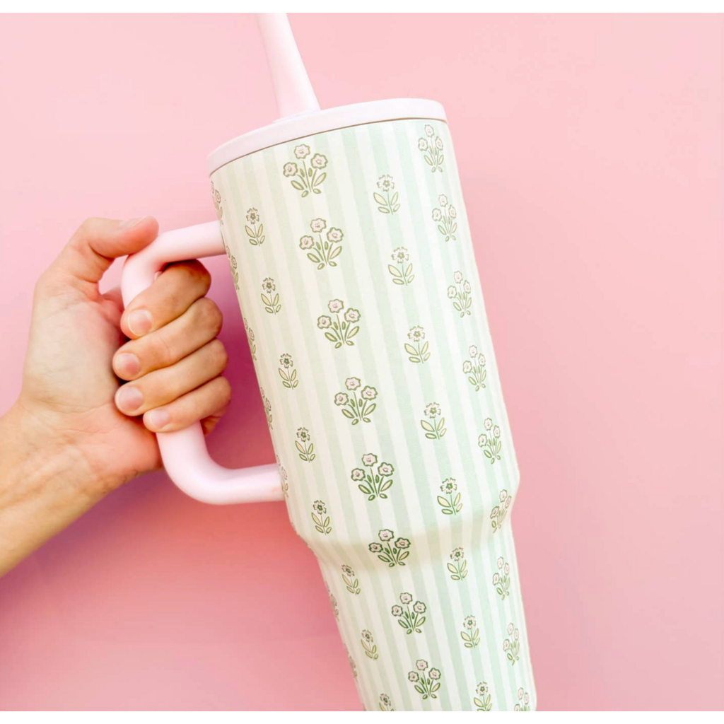 Cabana Floral 40oz Tumbler - Spill Proof Lid + Flip Straw