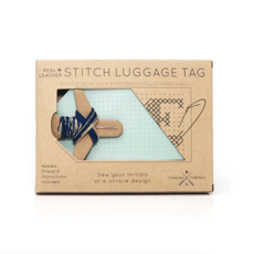 DIY Cross Stitch Luggage Tag Kit Mint with Navy Thread
