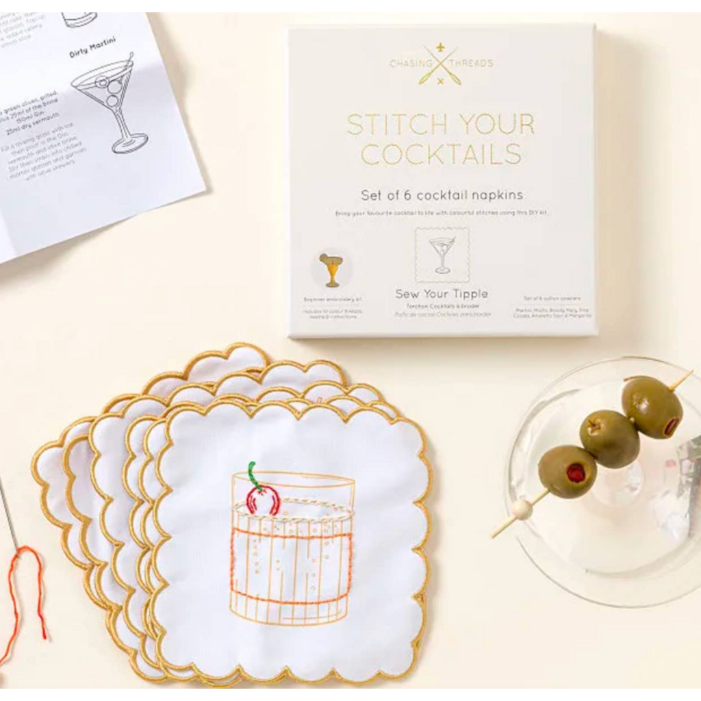 Stitch Your Cocktail Napkin - Cocktail Embroidery Kit