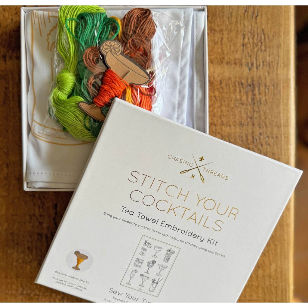 Stitch Your Cocktails Tea Towel - Embroidery Kit
