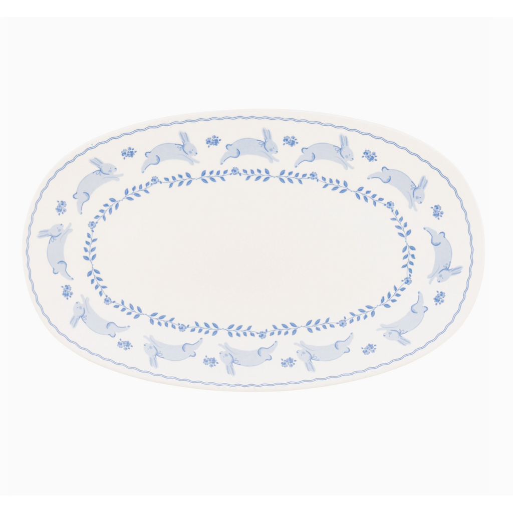Bunny Oval Bamboo Tray
