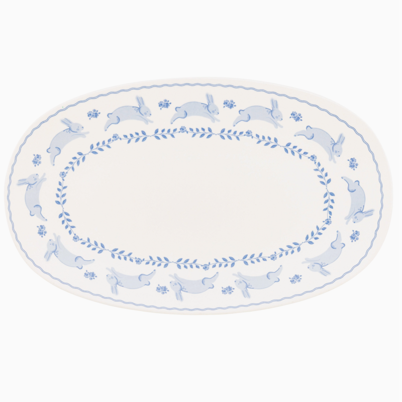 Bunny Oval Bamboo Tray