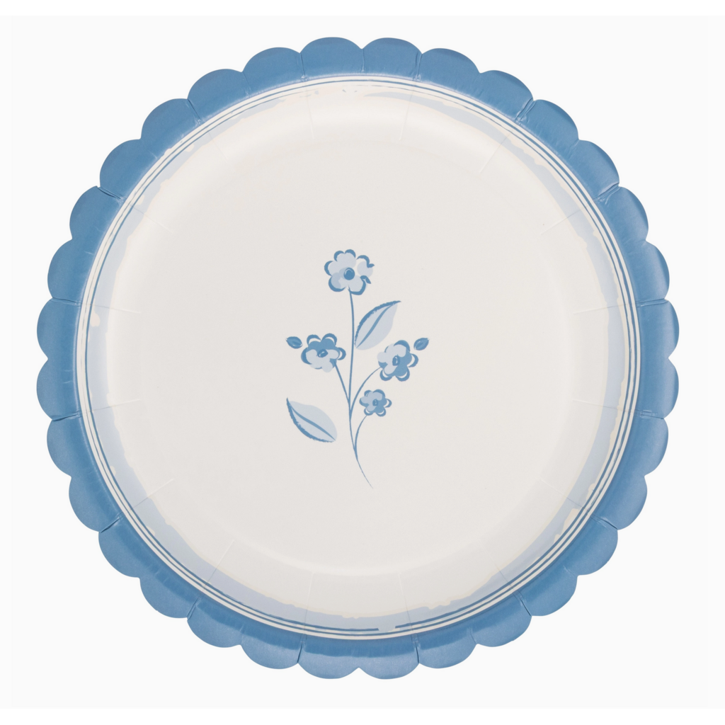 Round Blue Flower 8" Plates