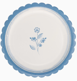 Round Blue Flower 8" Plates