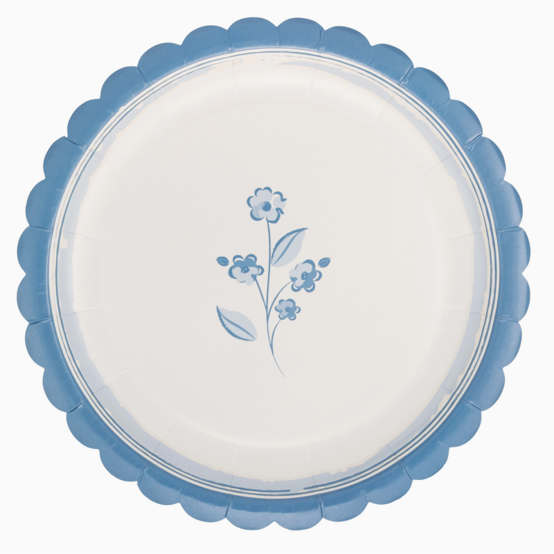 Round Blue Flower 8" Plates