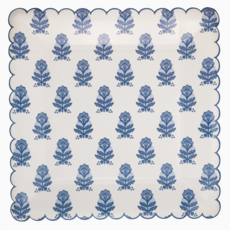 Blue Flower Block Print Plate 10"