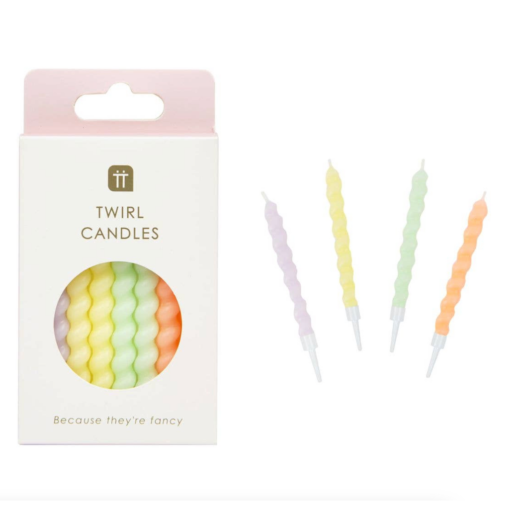 Pastel Twirl Birthday Candles - 8 Pack