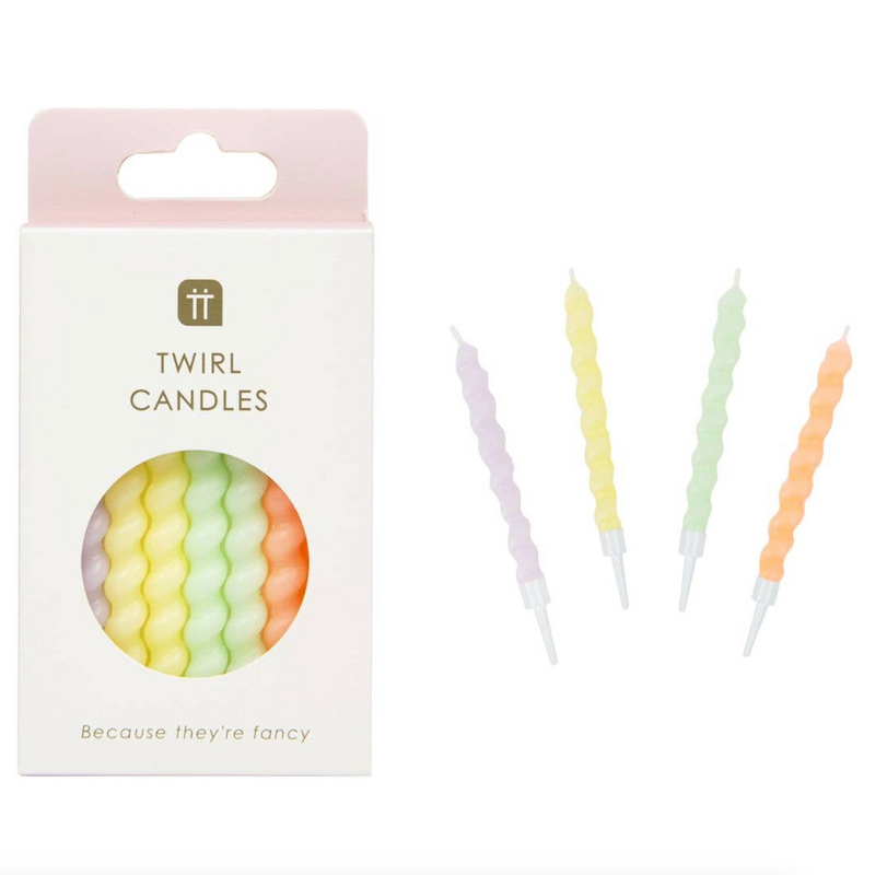 Pastel Twirl Birthday Candles - 8 Pack