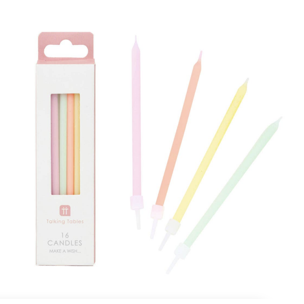 Tall Pastel Birthday Candles - 16 Pack