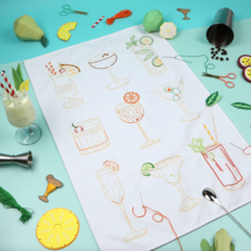 Stitch Your Cocktails Tea Towel - Embroidery Kit