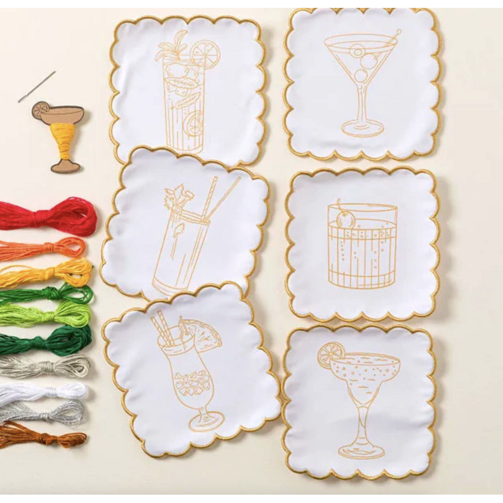 Stitch Your Cocktail Napkin - Cocktail Embroidery Kit