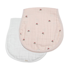 Cherry/White Bamboo Muslin Burp Cloth Set 2-Pack