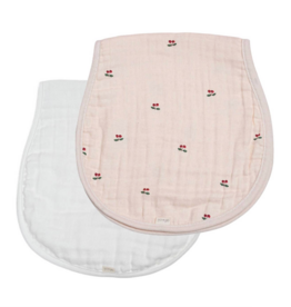 Cherry/White Bamboo Muslin Burp Cloth Set 2-Pack