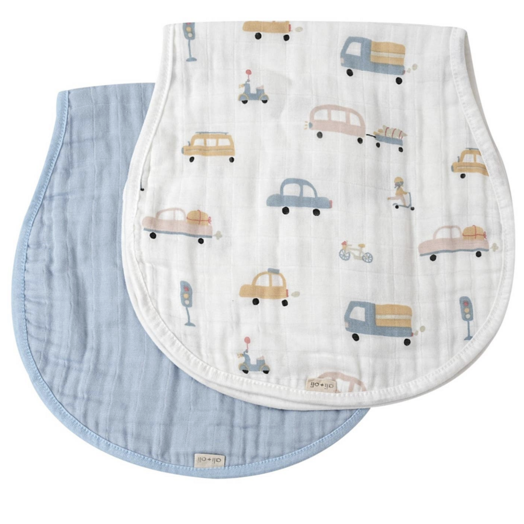 Autos/Blue Bamboo Muslin Burp Cloth Set 2-Pack