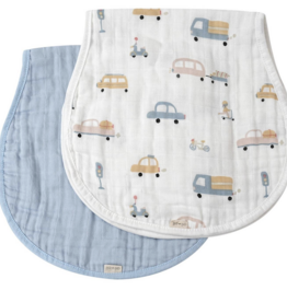Autos/Blue Bamboo Muslin Burp Cloth Set 2-Pack