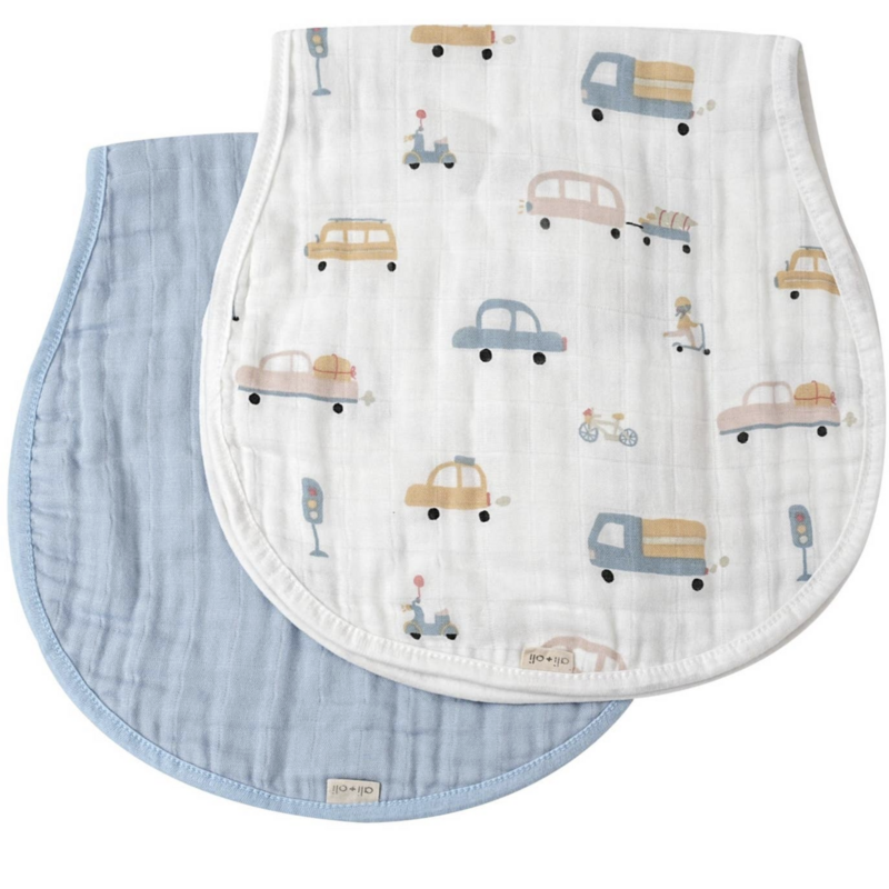 Autos/Blue Bamboo Muslin Burp Cloth Set 2-Pack