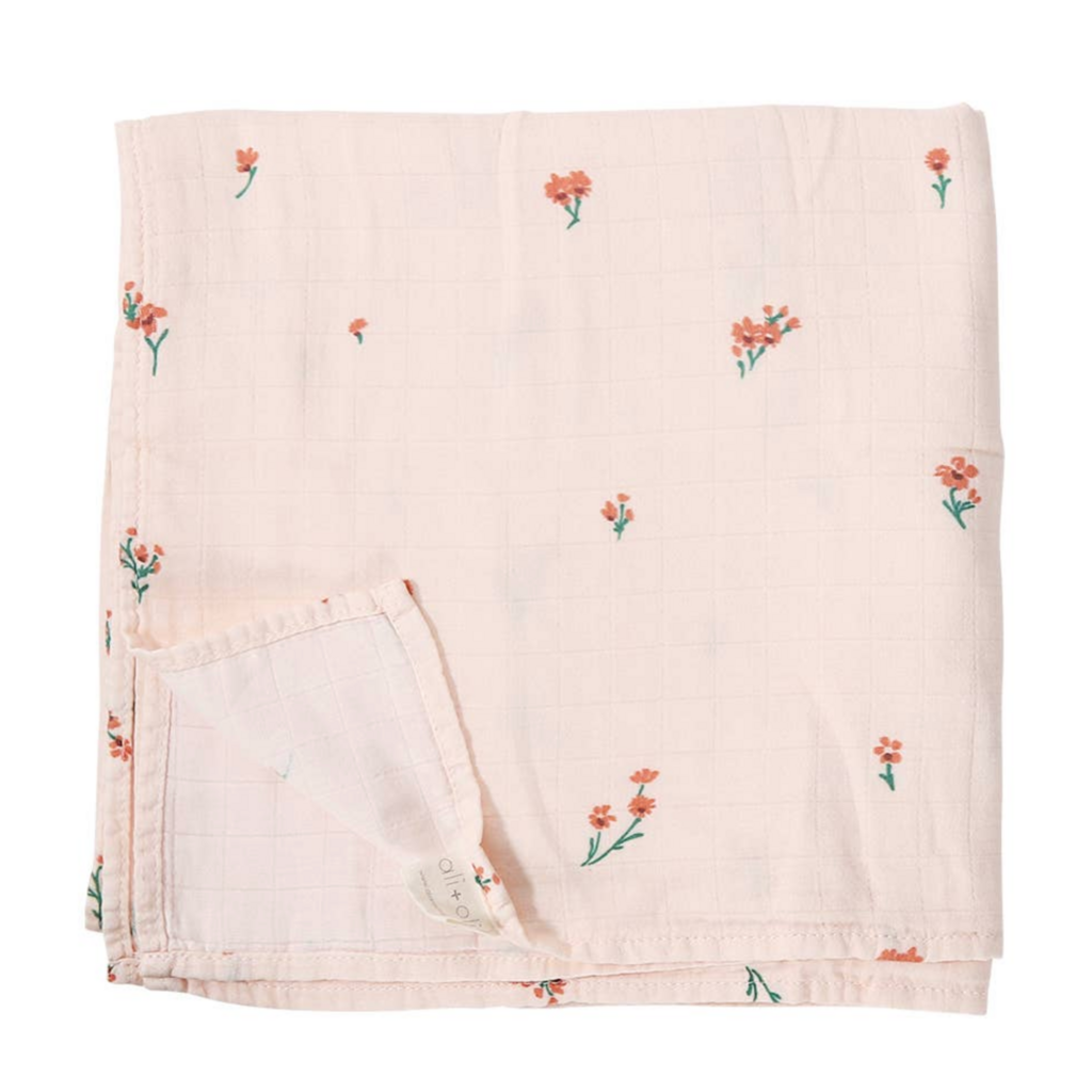 Petite Posies Bamboo Muslin Swaddle Blanket