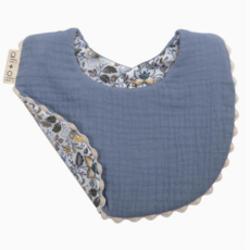 Muslin Cotton Reversable Baby Bib Blue/Flowers