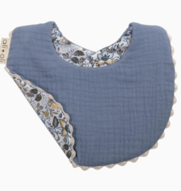 Muslin Cotton Reversable Baby Bib Blue/Flowers