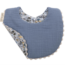Muslin Cotton Reversable Baby Bib Blue/Flowers