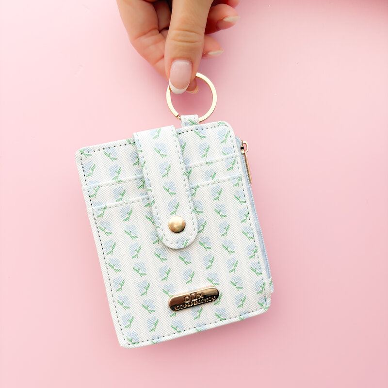 Blue Belle Floral Key-chain Wallet