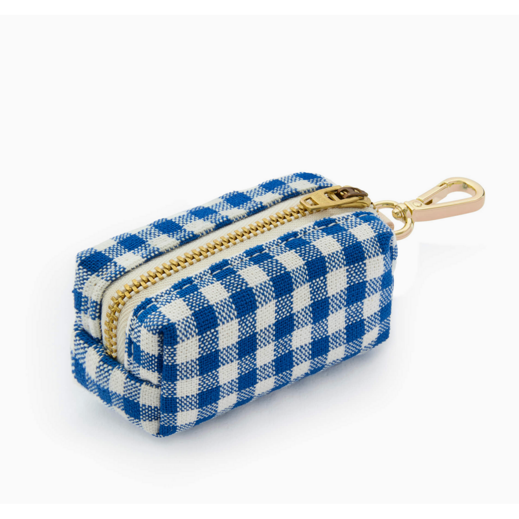 Lake Blue Gingham Waste Bag Holder