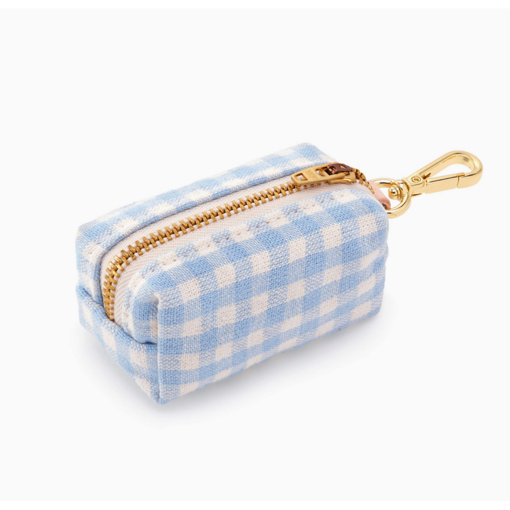 Sky Blue Gingham Waste Bag Holder