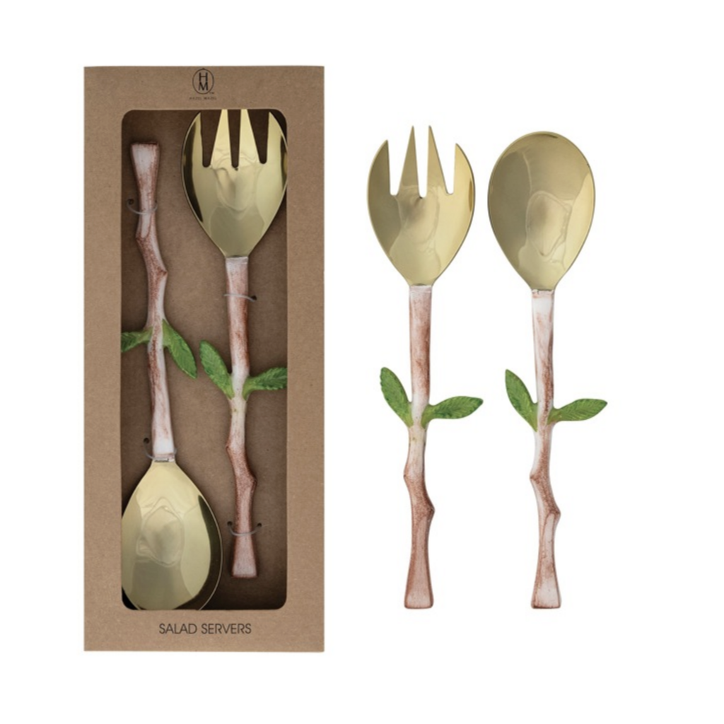 Salad Utensils - Stainless Steel & Aluminum Set of 2