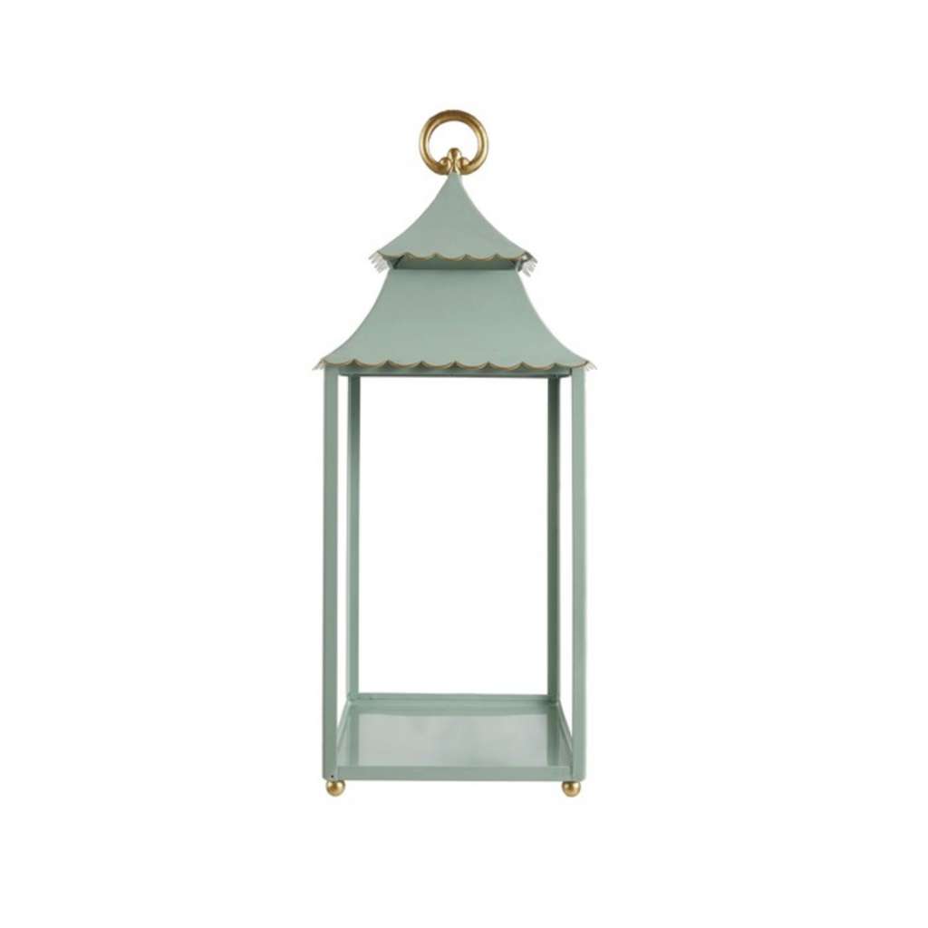 Muted Mint Metal Scalloped Lantern