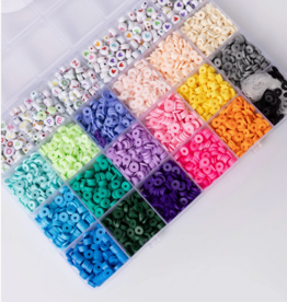 Bold Brights Polymer Heishi and Heart Letter Bead Box