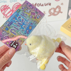 Fuzzy Yellow Chick Pinch Family Squishy Fidget Toy