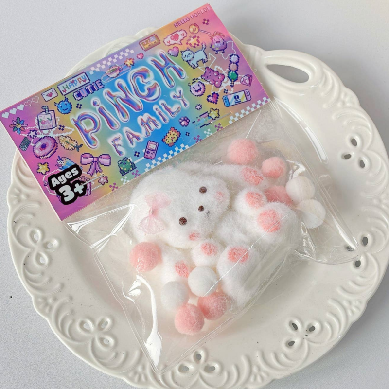 Fuzzy Pink Bunny Super Squishy Fidget Toy