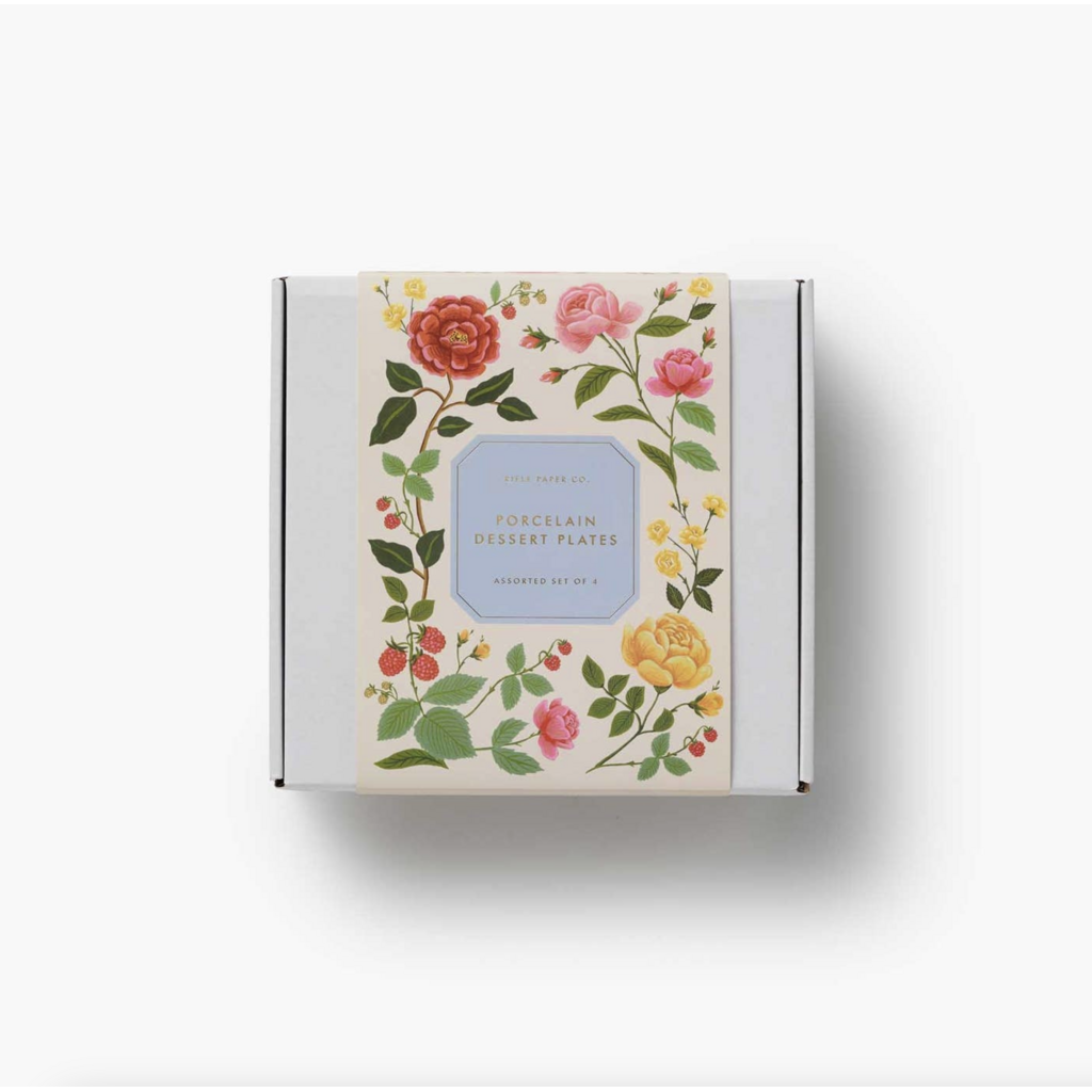 Roses Porcelain Dessert Plate Set