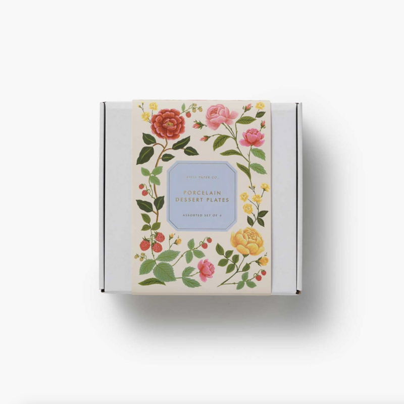 Roses Porcelain Dessert Plate Set