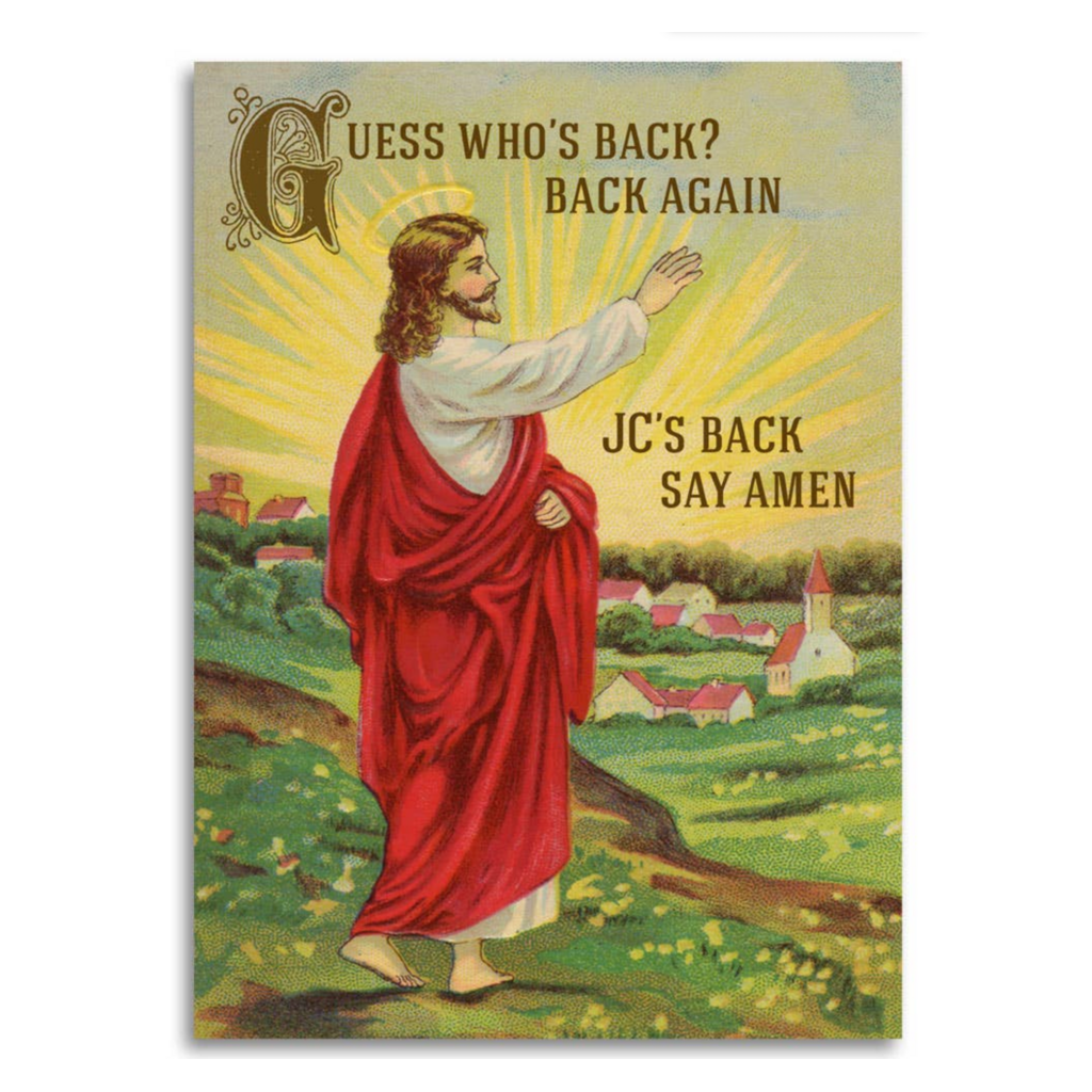 JC's Back Say Amen Funny Greeting Card