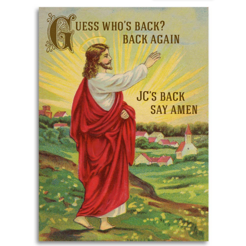 JC's Back Say Amen Funny Greeting Card
