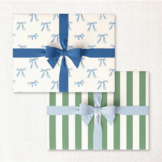 Blue Bows + Lawn Cabana Stripe Double-Sided Wrap Sheet
