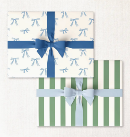 Blue Bows + Lawn Cabana Stripe Double-Sided Wrap Sheet